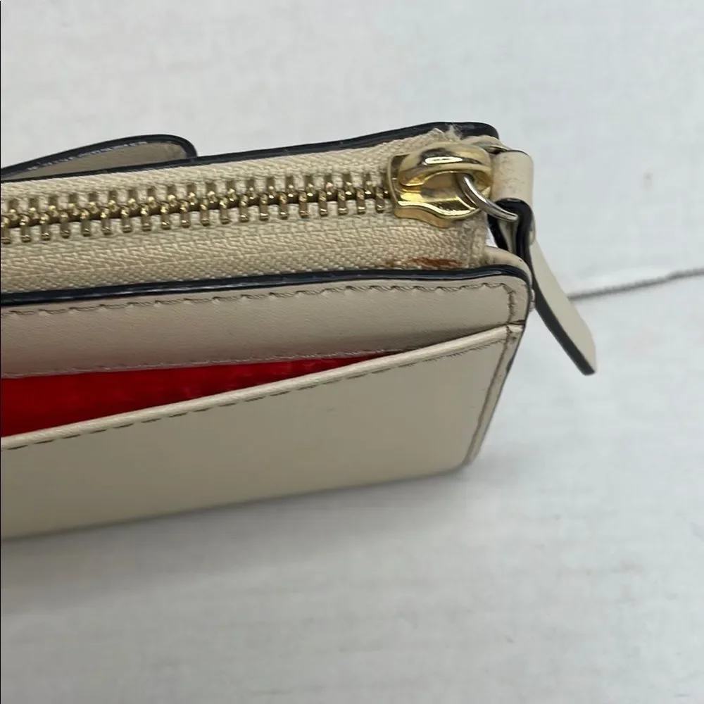 Kate Spade New York Cream Leather Bow Continental Zip Wallet